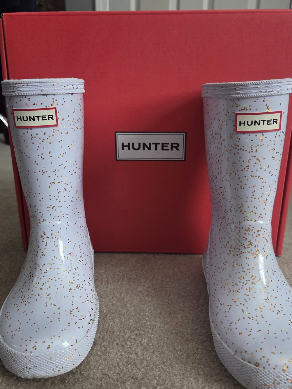 Hunter Kids' Lilac Glitter Rain Boots